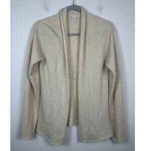 White + Warren 100% Cashmere Open Front Cardigan Size Medium EUC Light Oatmeal